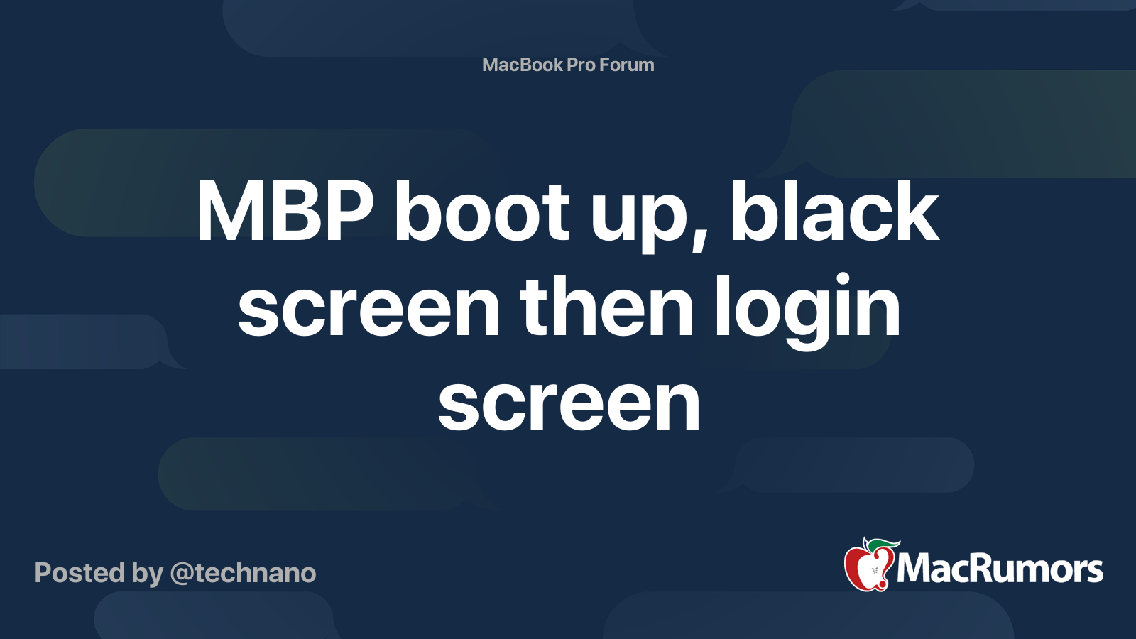 MBP boot up, black screen then login screen MacRumors Forums