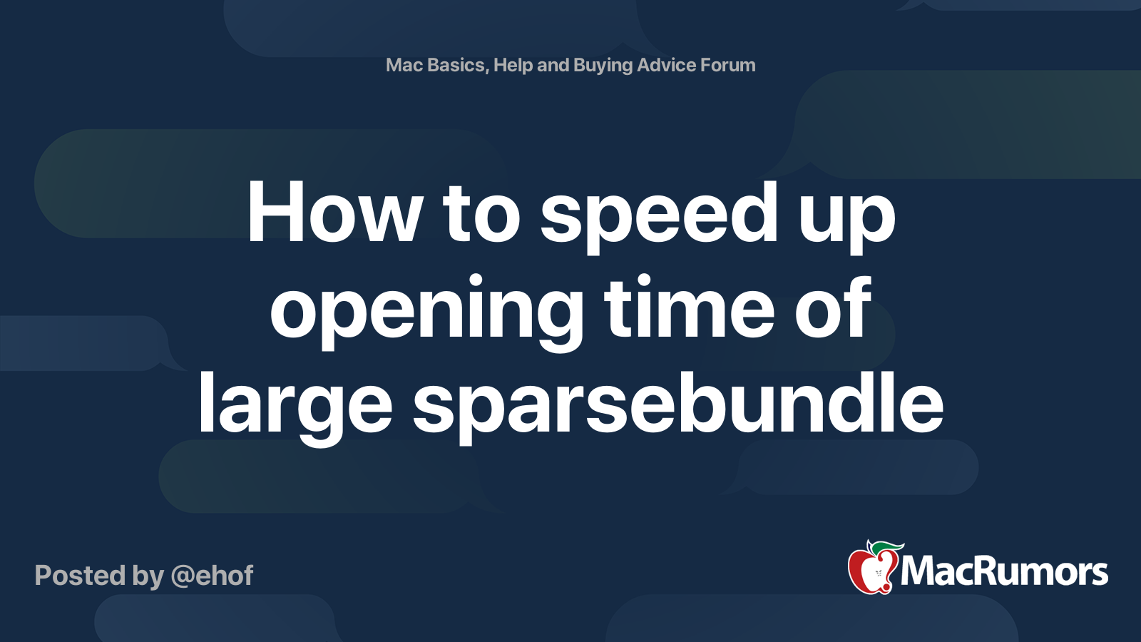 How to speed up opening time of large sparsebundle | MacRumors Forums