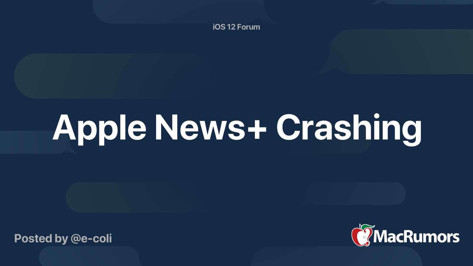 Apple News+ Crashing MacRumors Forums