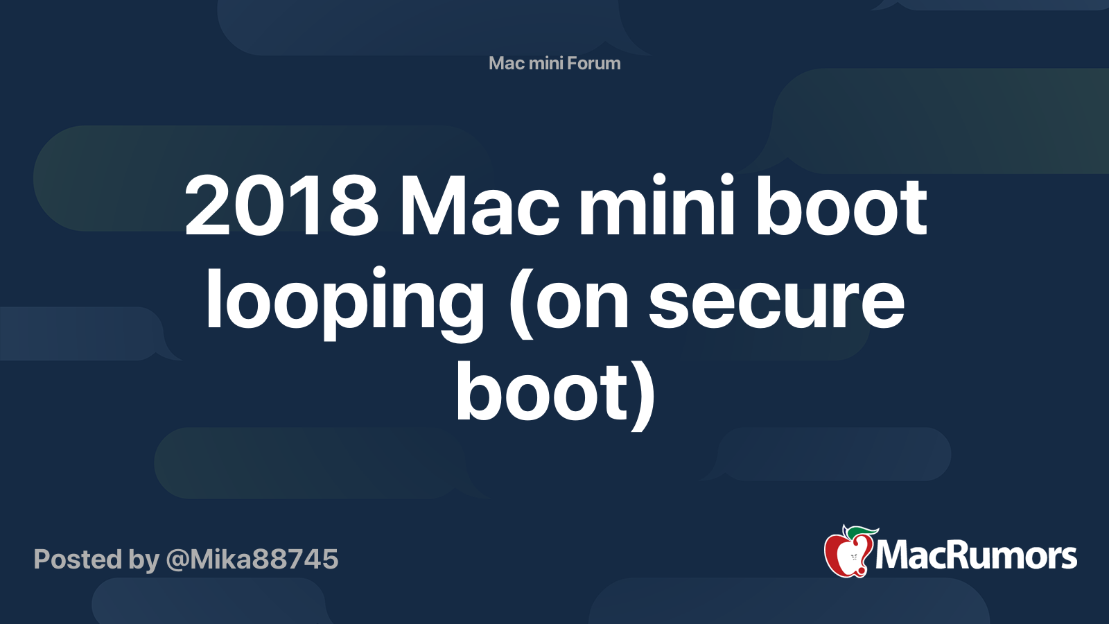 2018 Mac mini boot looping (on secure boot) | MacRumors Forums
