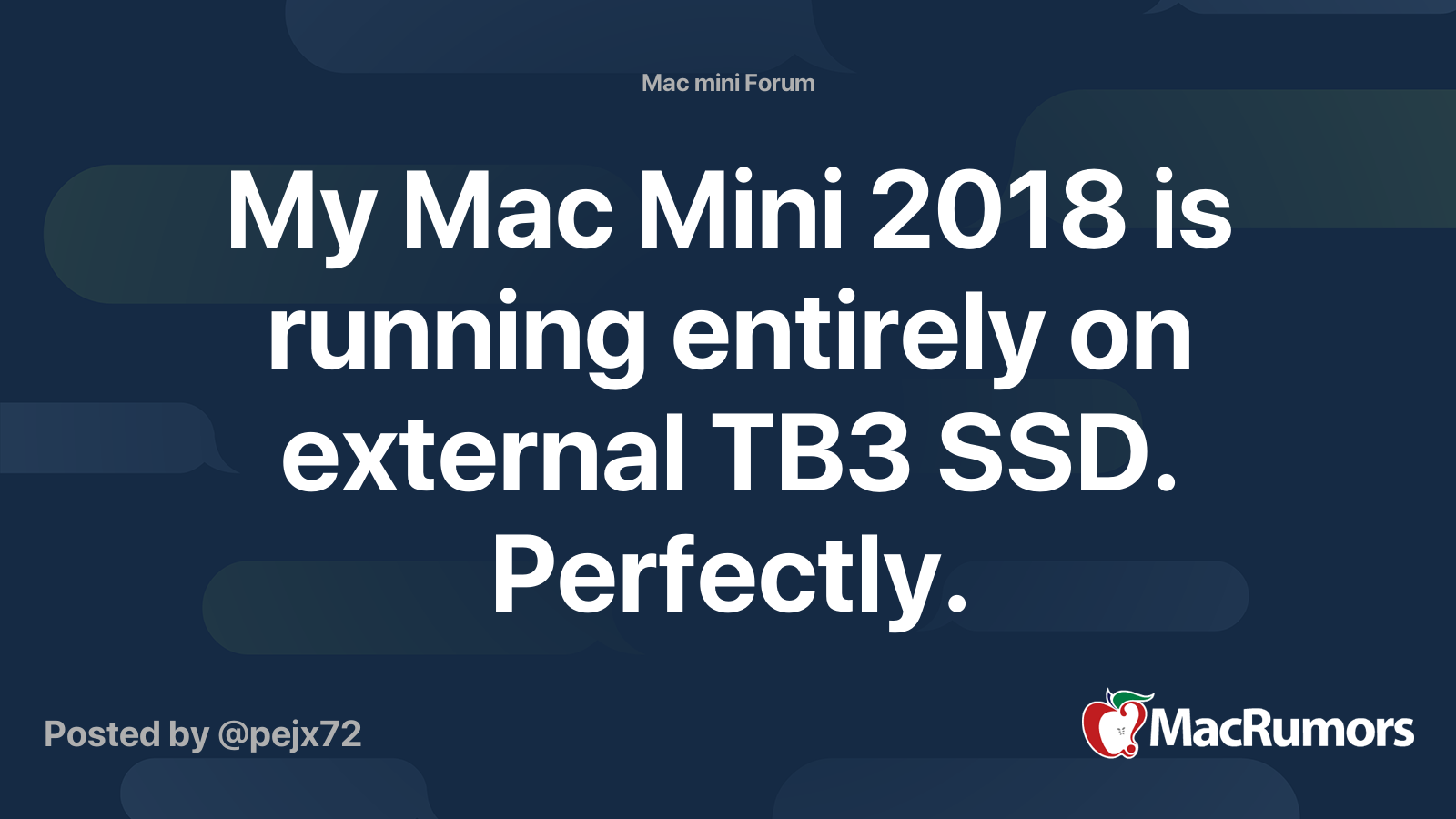 My Mac Mini 2018 Is Running Entirely On External TB3 SSD Perfectly