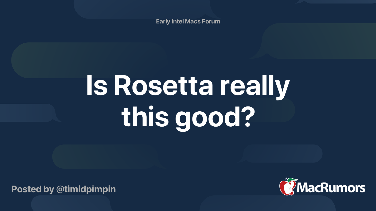Is Rosetta really this good? | MacRumors Forums