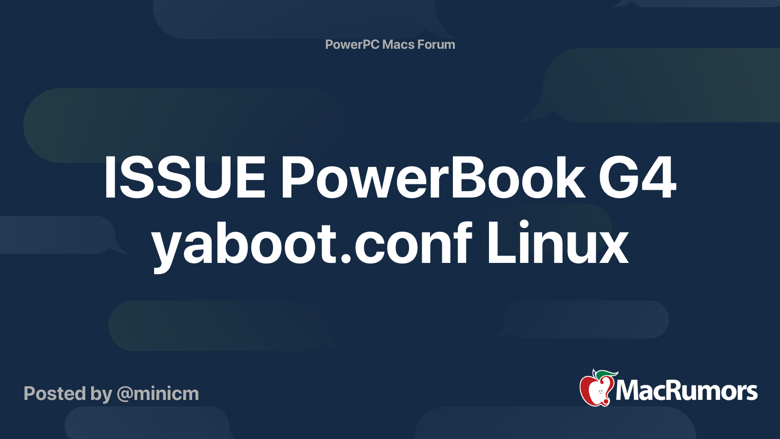 ISSUE PowerBook G4 yaboot.conf Linux | MacRumors Forums