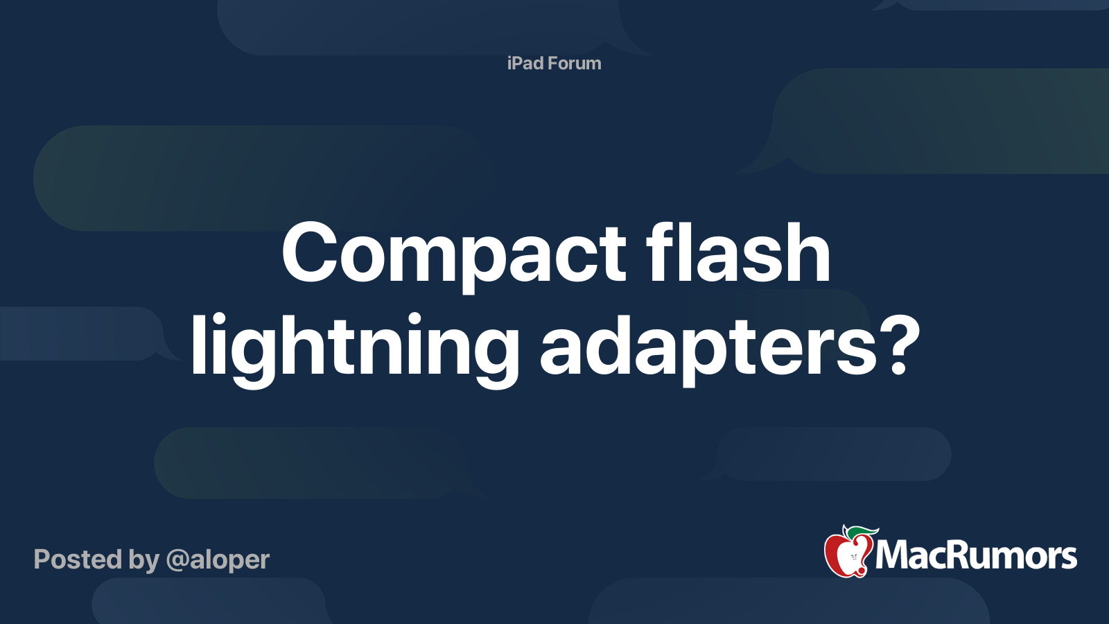 Compact flash lightning adapters? MacRumors Forums