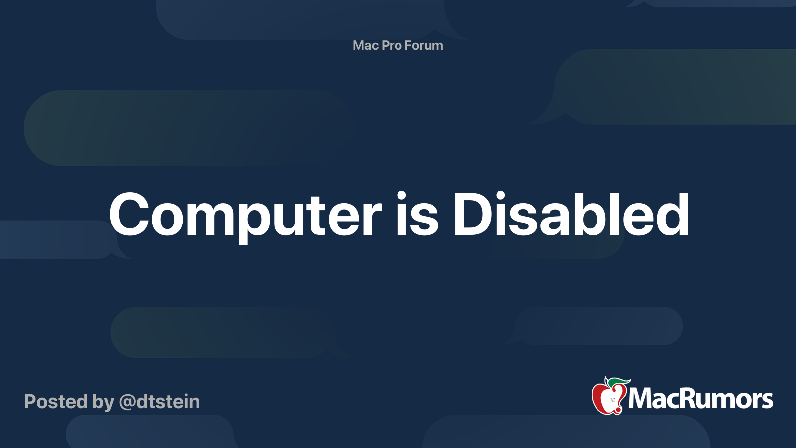Computer is Disabled MacRumors Forums