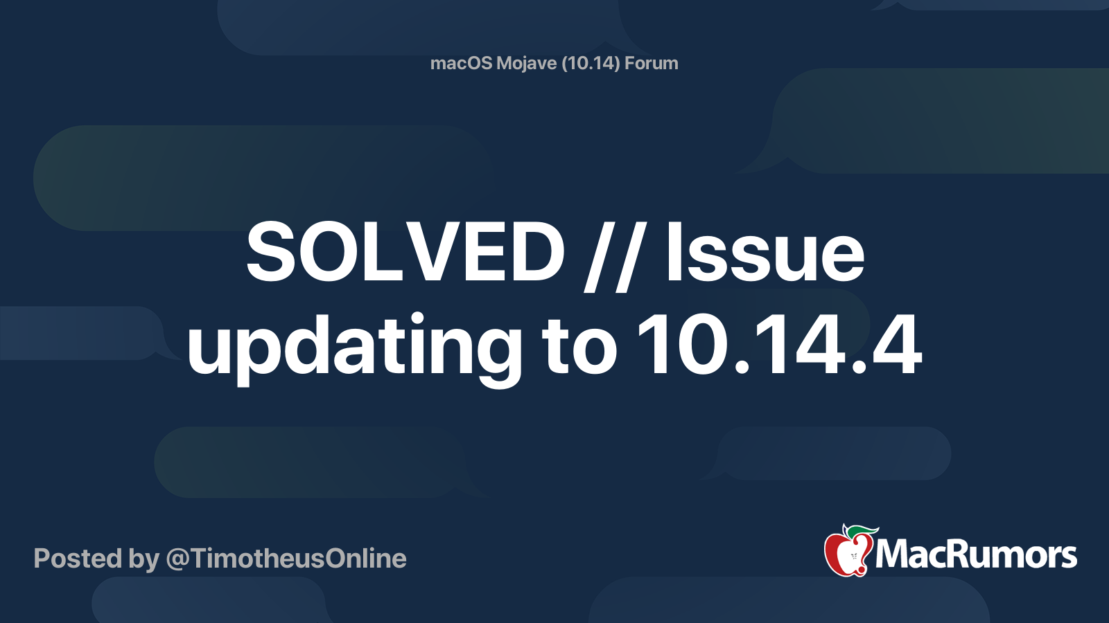 SOLVED // Issue updating to 10.14.4 | MacRumors Forums