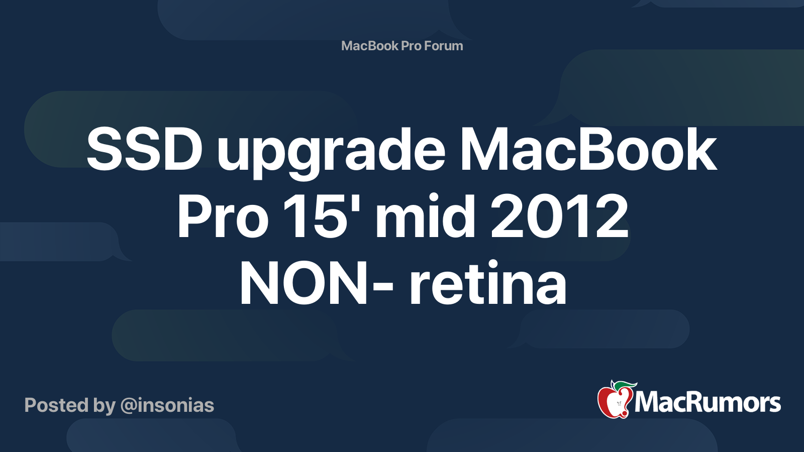 Ssd Upgrade Macbook Pro 15 Mid 12 Non Retina Macrumors Forums
