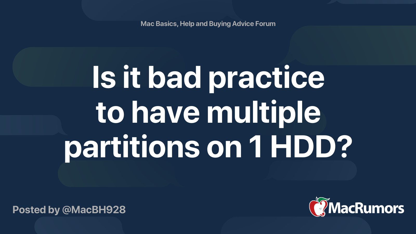 Is it bad practice to have multiple partitions on 1 HDD? MacRumors Forums