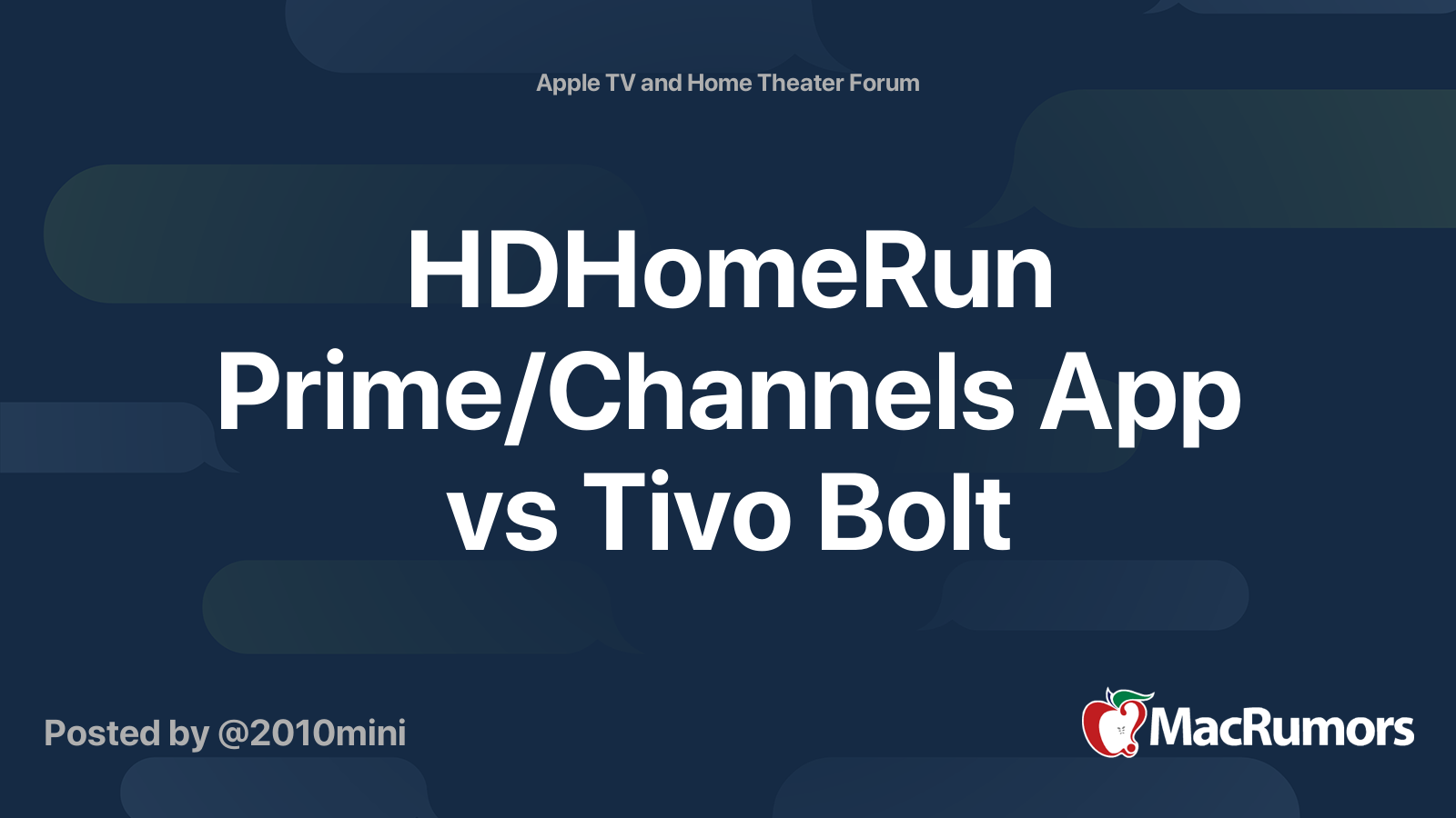 HDHomeRun Prime/Channels App vs Tivo Bolt MacRumors Forums