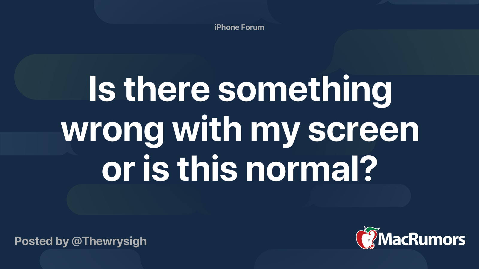 Is there something wrong with my screen or is this normal? MacRumors
