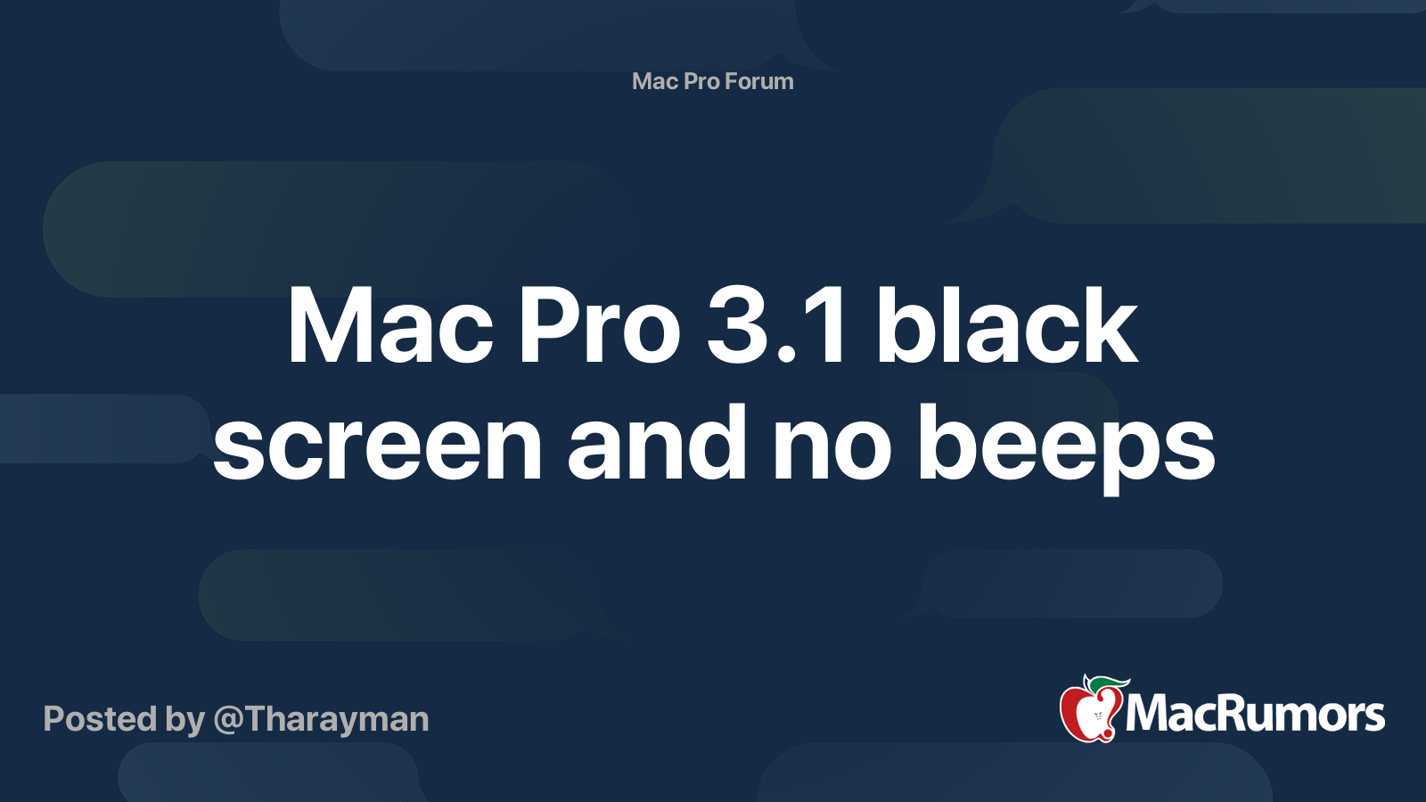 Mac Pro 3.1 black screen and no beeps MacRumors Forums