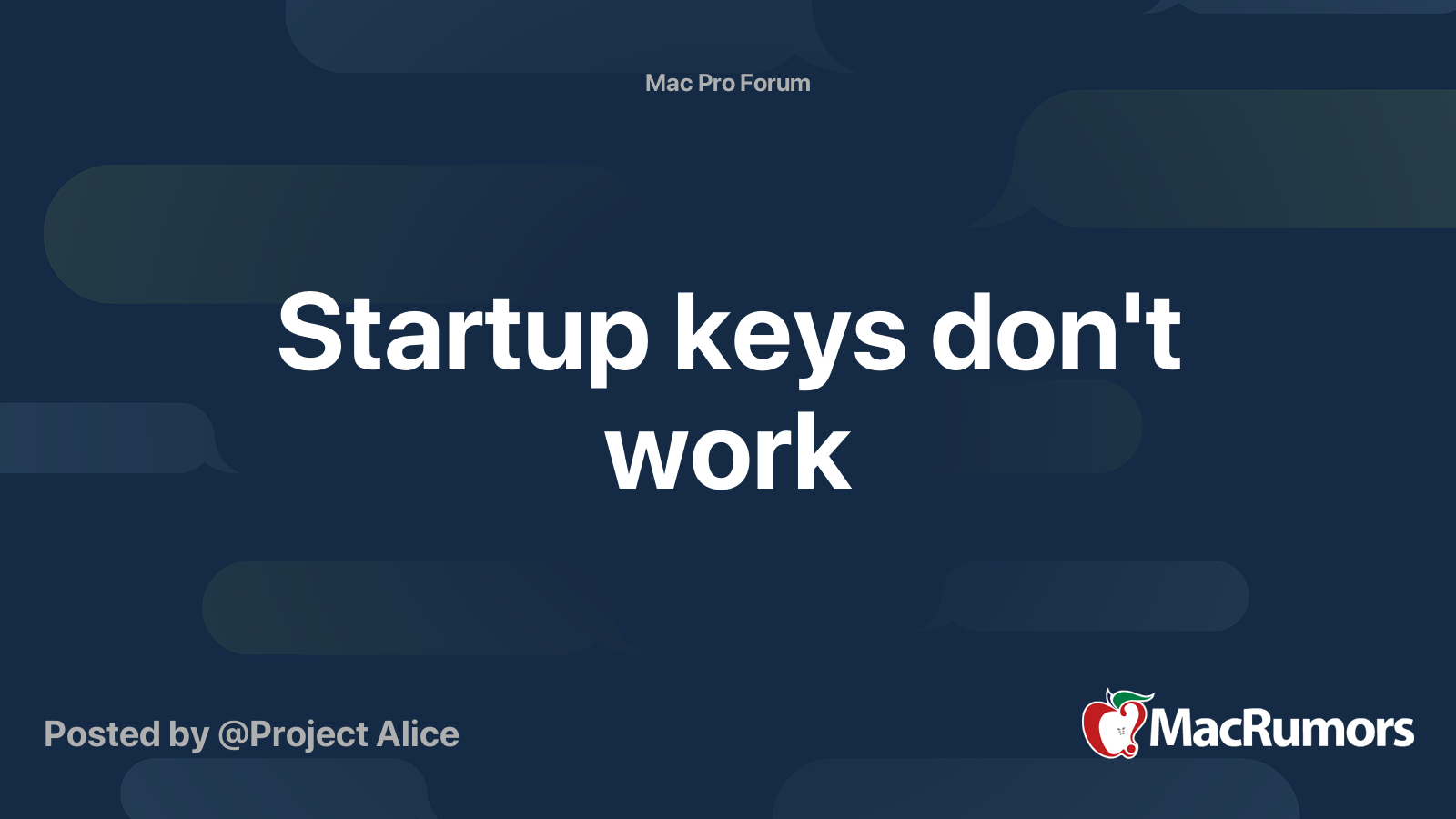 Startup keys don't work MacRumors Forums