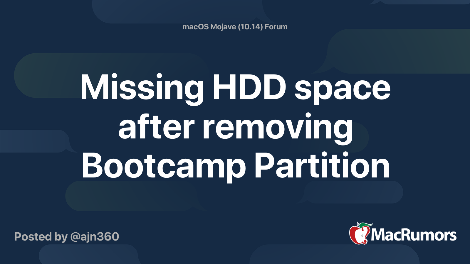 Missing Hdd Space After Removing Bootcamp Partition Macrumors Forums