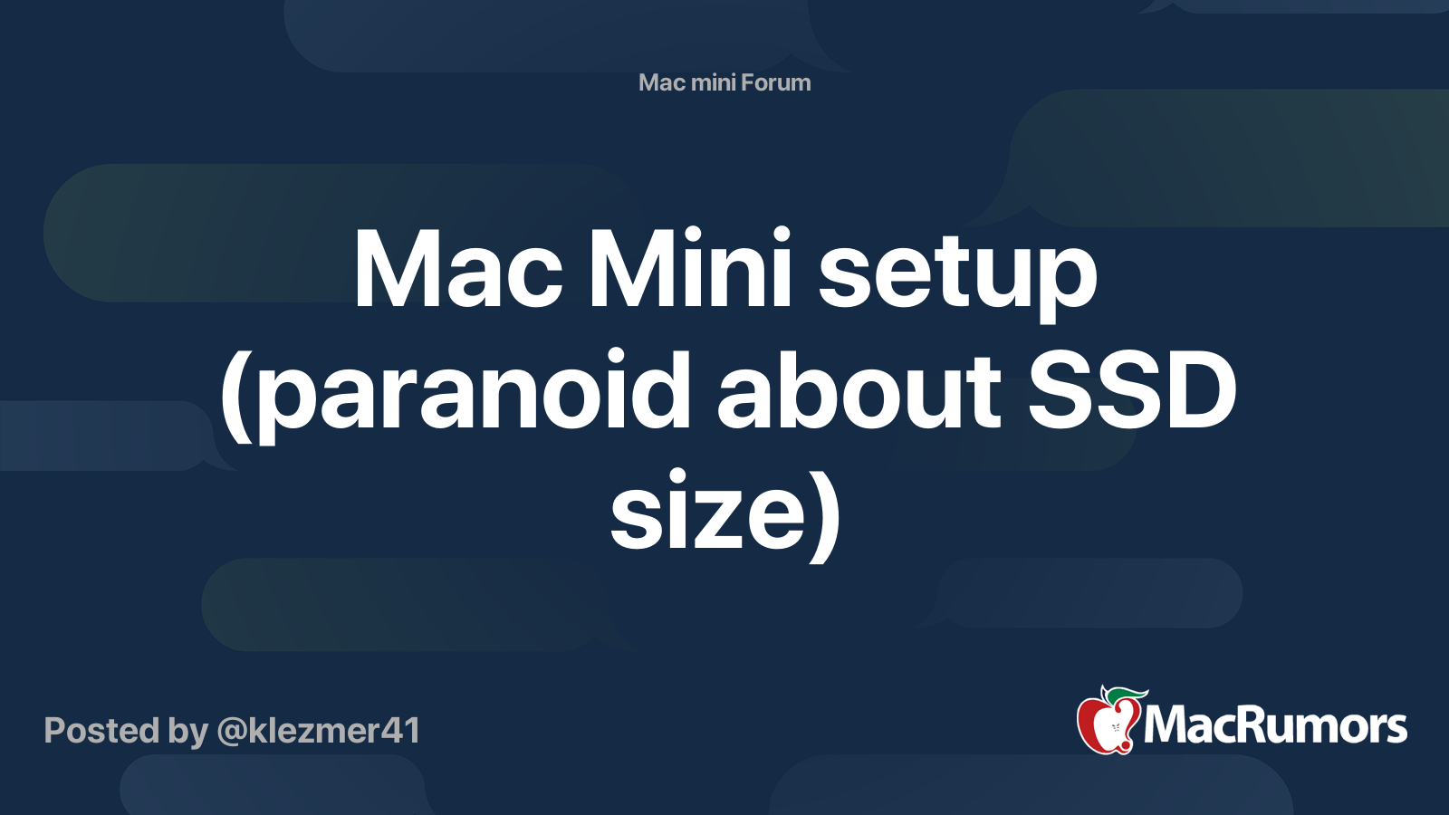 Mac Mini setup (paranoid about SSD size) | MacRumors Forums
