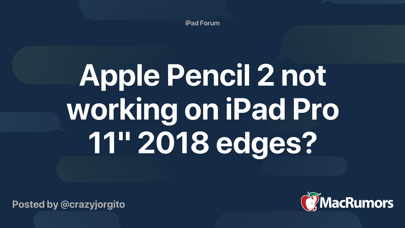 ipad pro 2018 apple pencil 2 not working