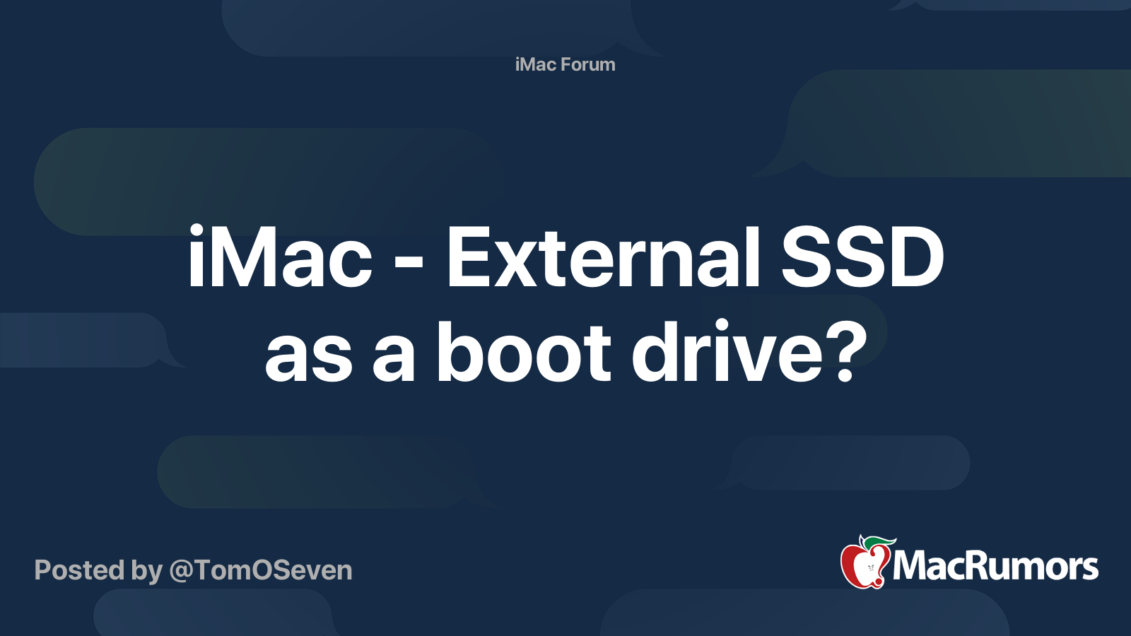 iMac - External SSD as a boot drive? | MacRumors Forums