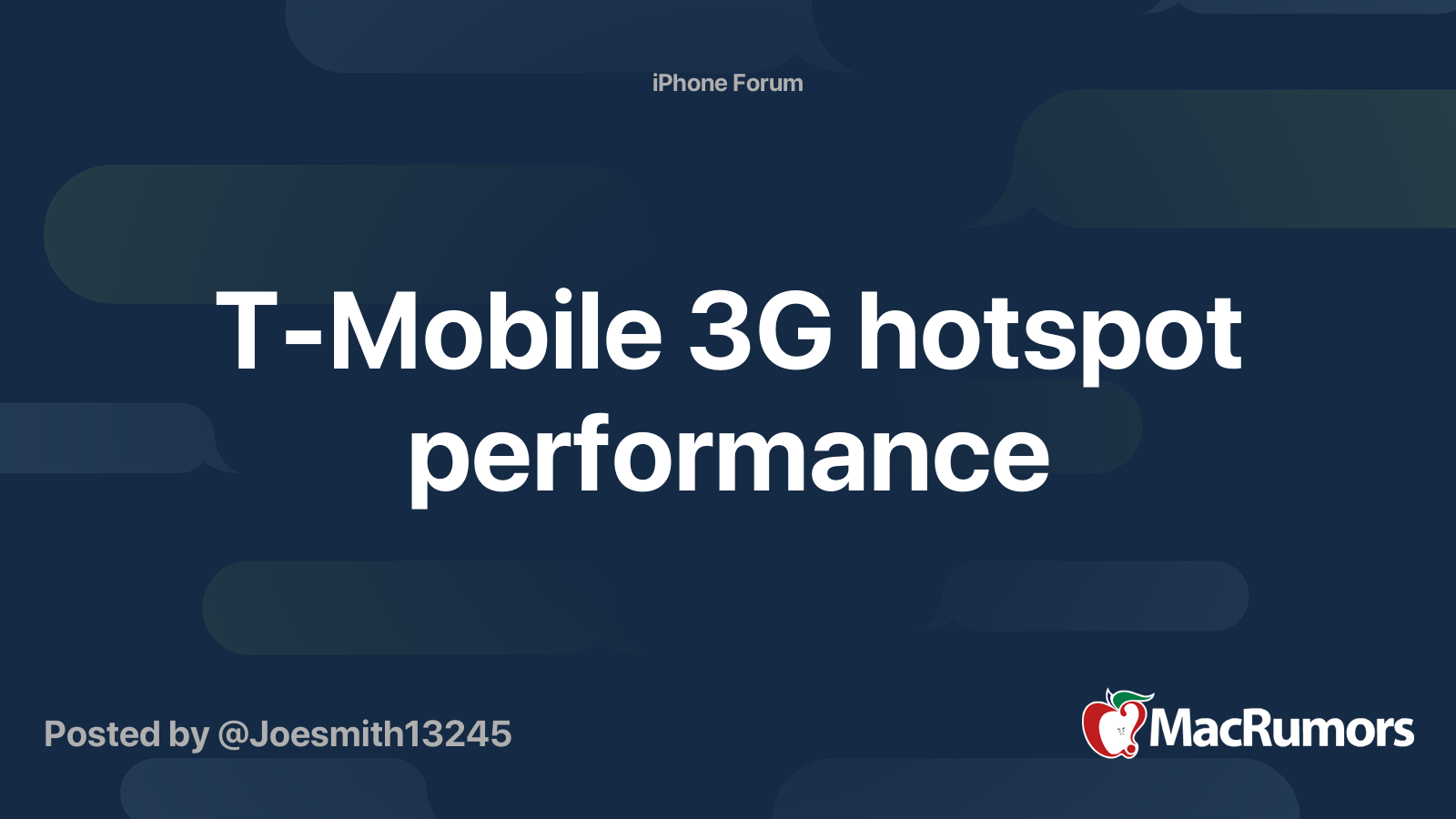 TMobile 3G hotspot performance MacRumors Forums