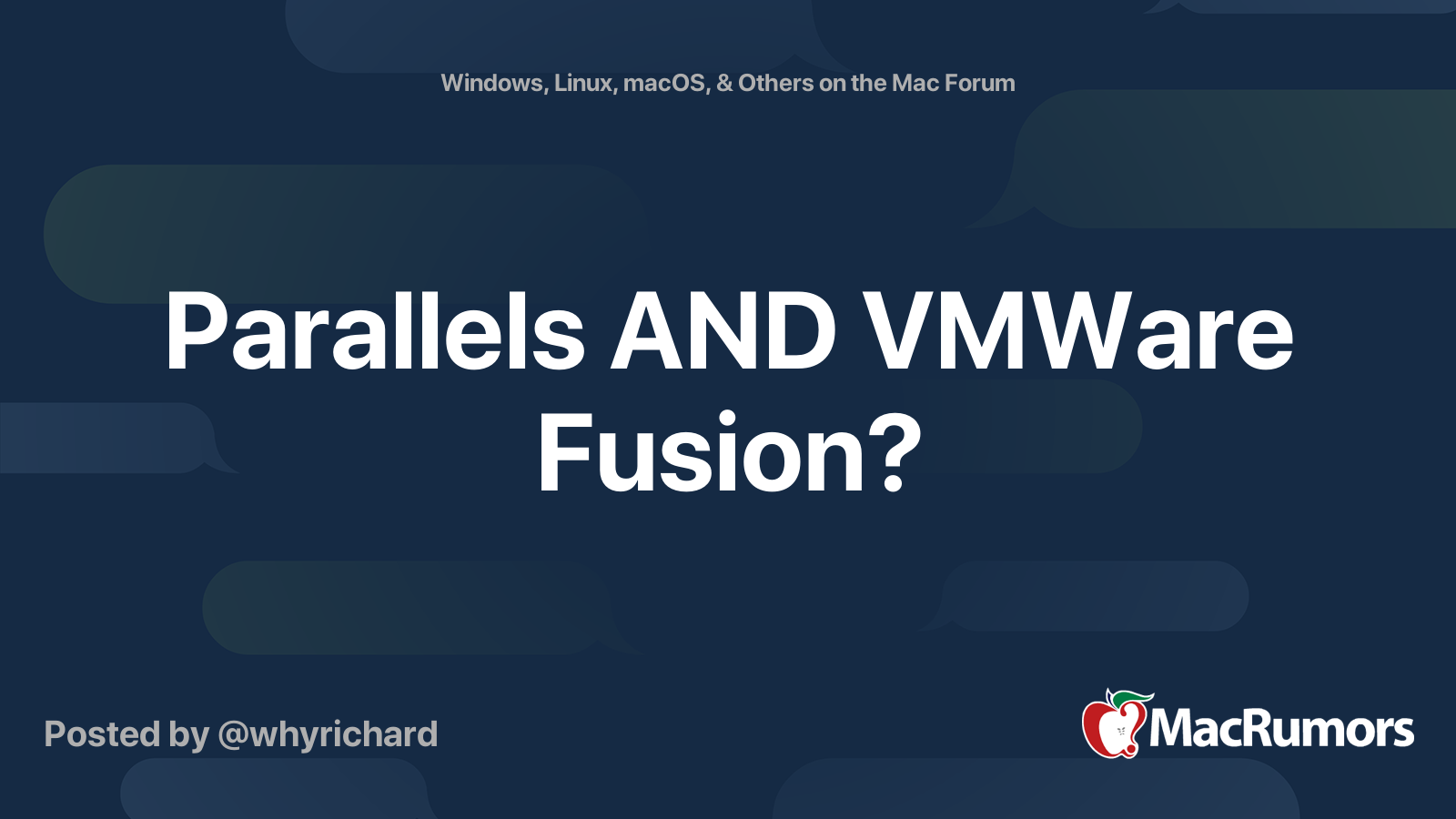 Parallels AND VMWare Fusion? MacRumors Forums