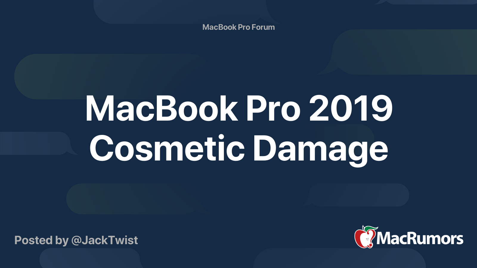 MacBook Pro 2019 Cosmetic Damage MacRumors Forums