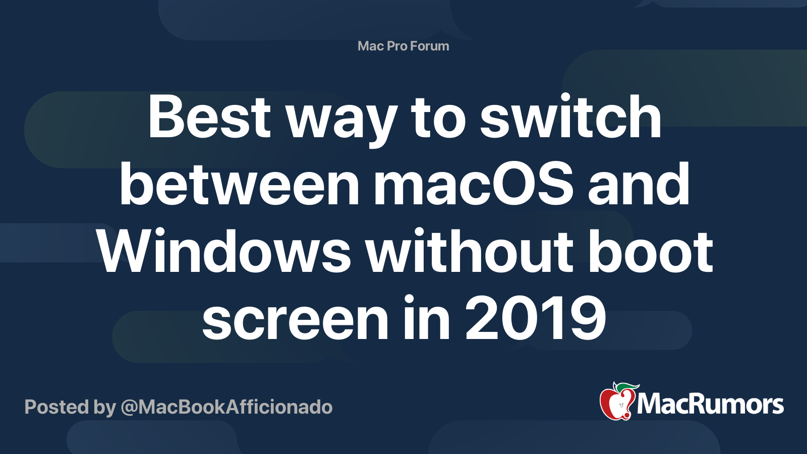 Best way to switch between macOS and Windows without boot screen in