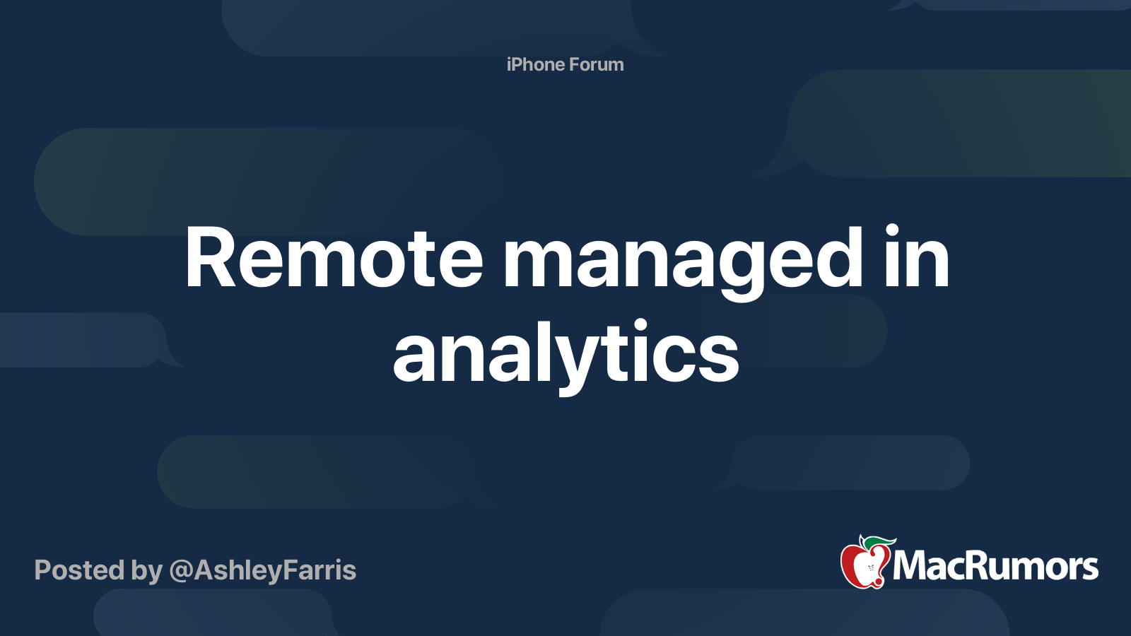 Remote managed in analytics | MacRumors Forums