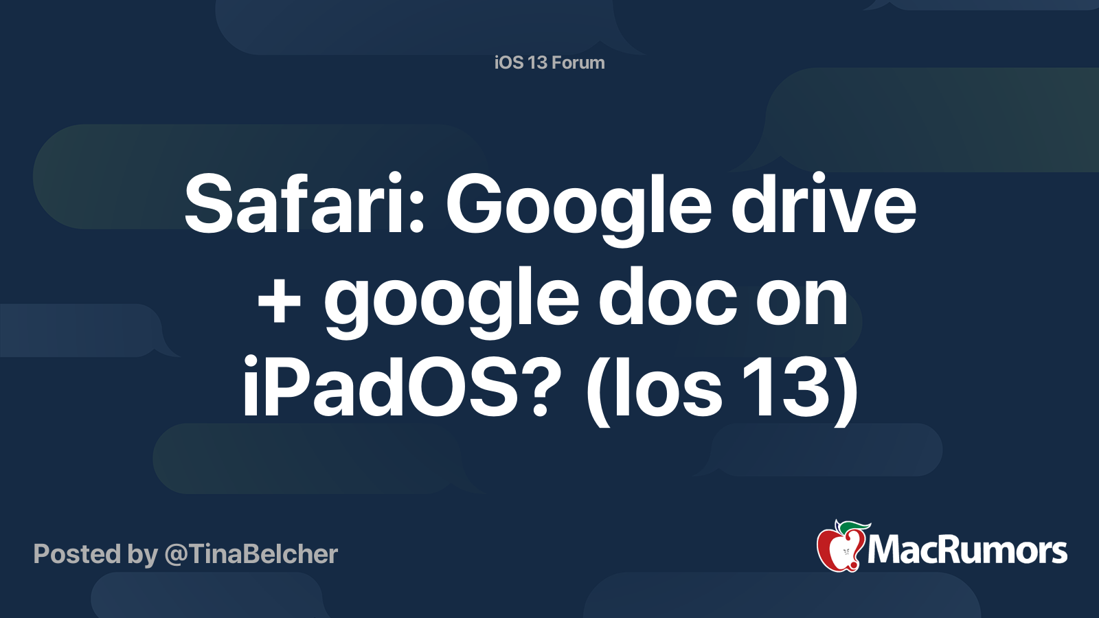 Safari Google drive + google doc on iPadOS? (Ios 13) MacRumors Forums