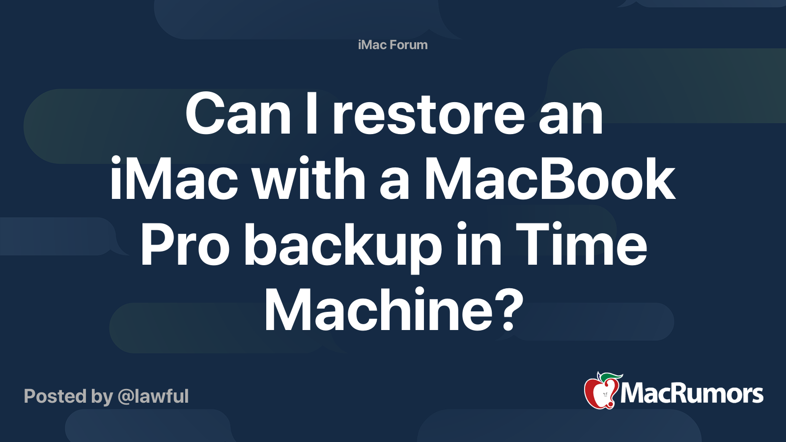 Can I restore an iMac with a MacBook Pro backup in Time Machine