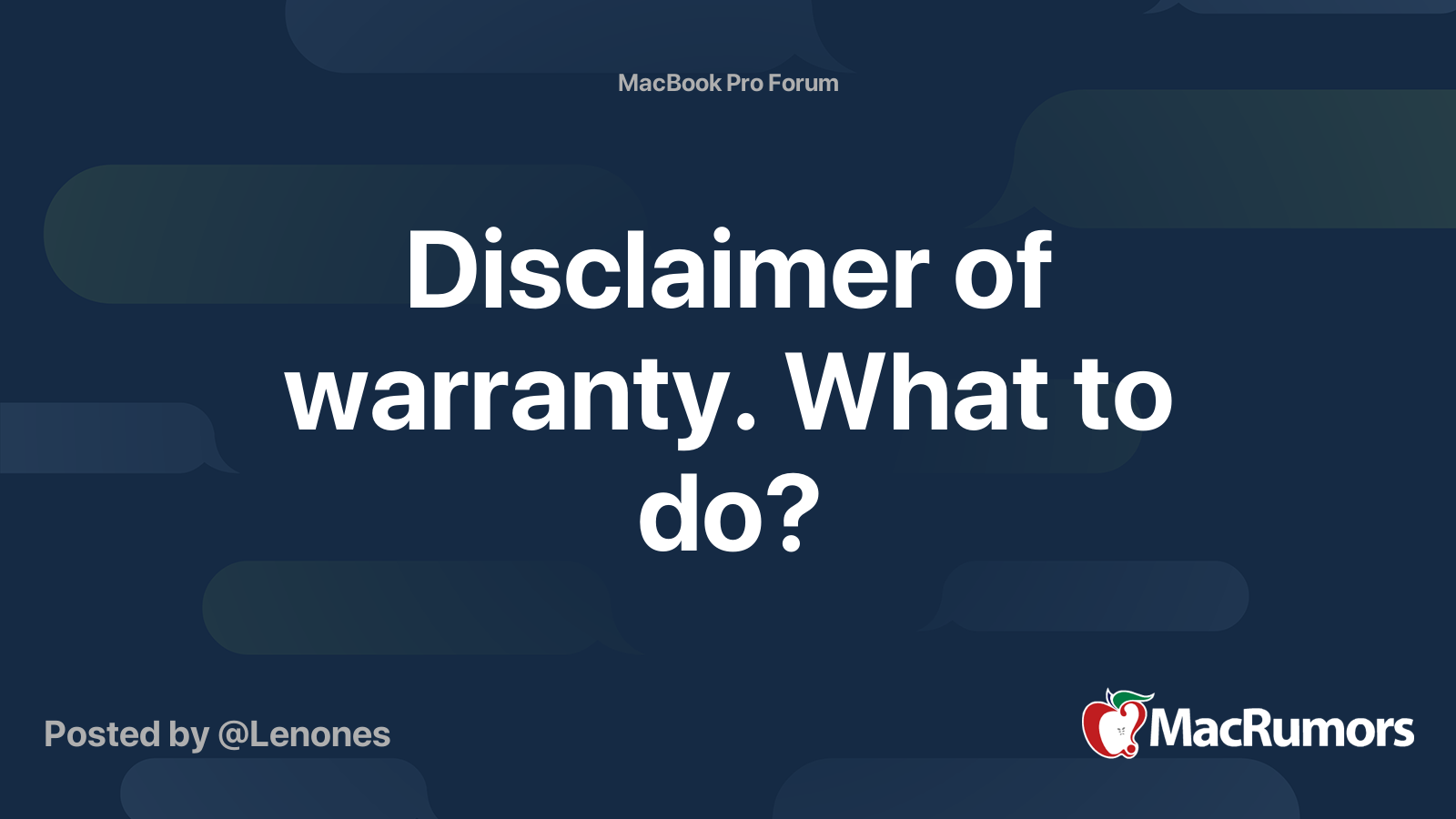 Disclaimer of warranty. What to do? MacRumors Forums