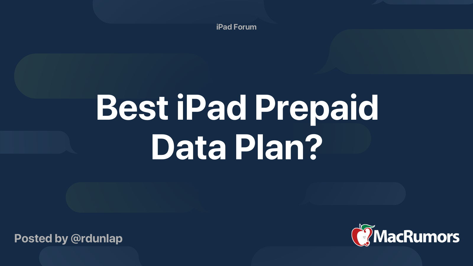Best iPad Prepaid Data Plan? MacRumors Forums
