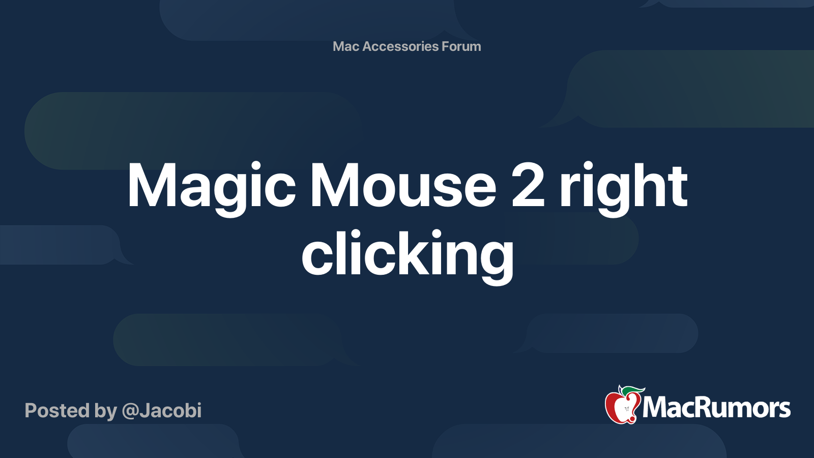 Magic Mouse 2 right clicking | MacRumors Forums