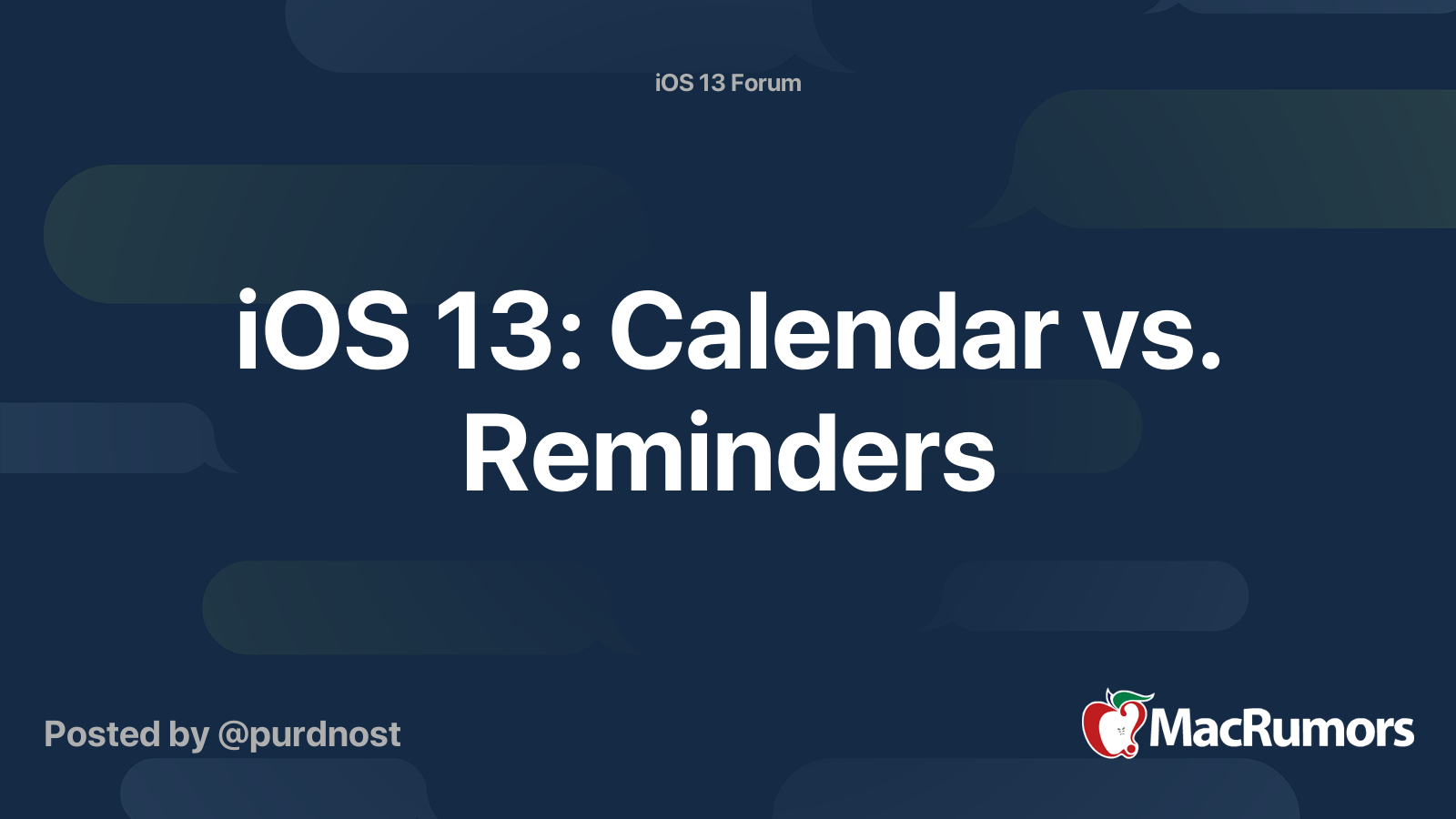 iOS 13 Calendar vs. Reminders MacRumors Forums