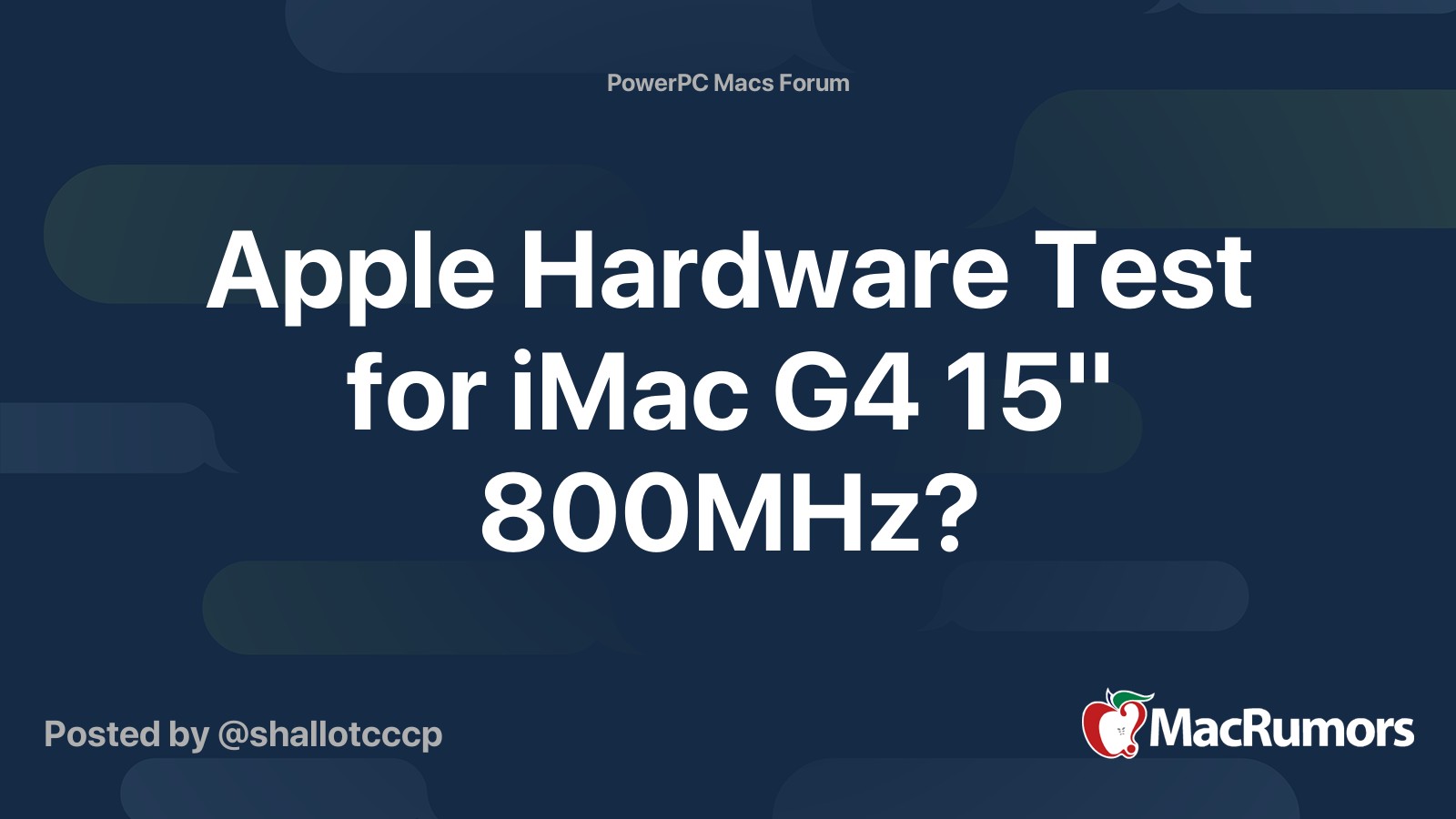 Apple Hardware Test for iMac G4 15