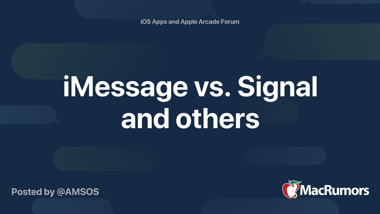iMessage vs. Signal and others MacRumors Forums