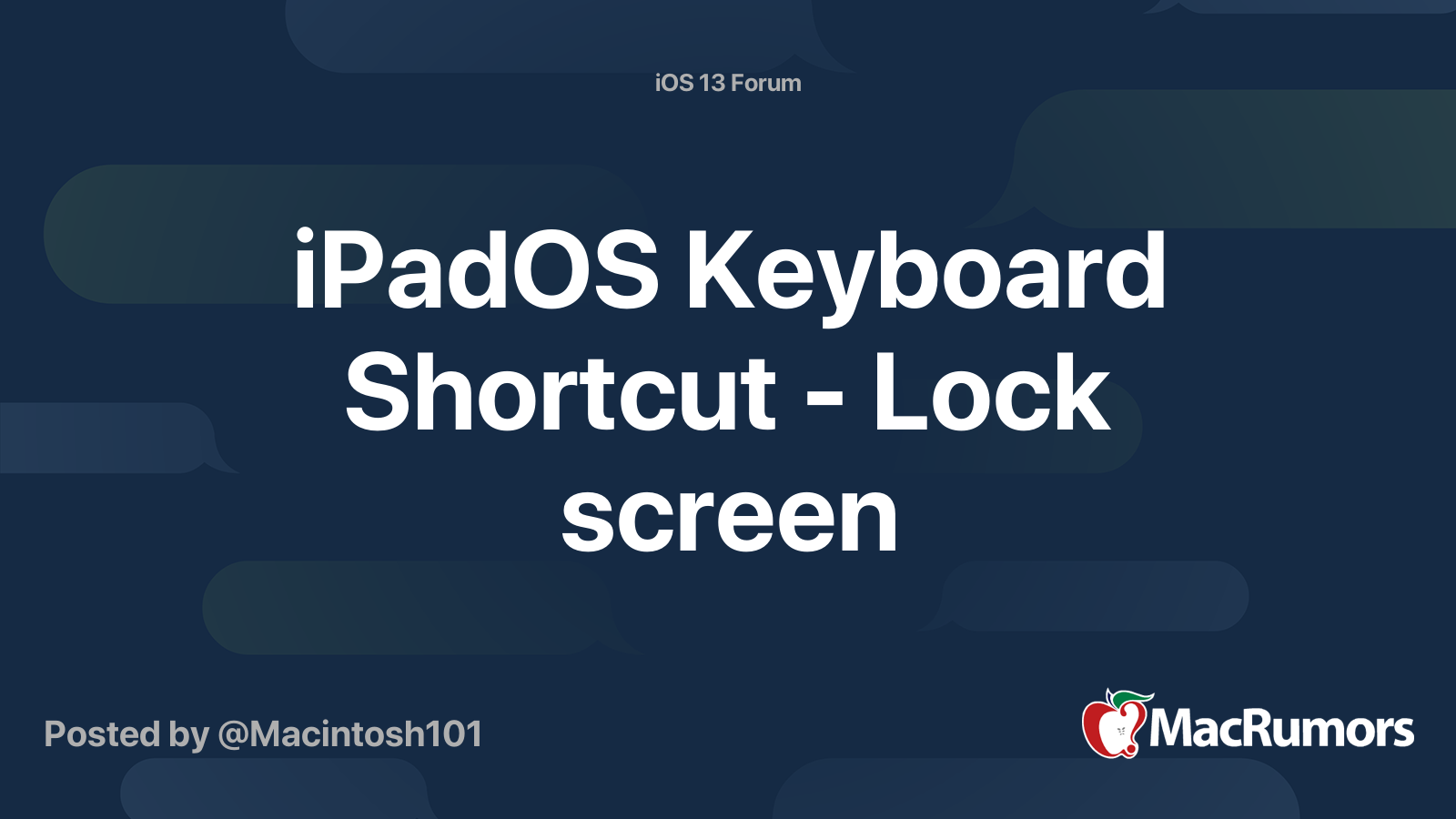 lock screen keyboard shortcut ipad