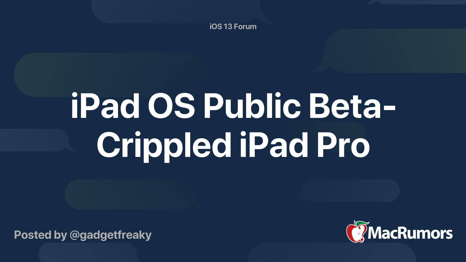 iPad OS Public Beta Crippled iPad Pro MacRumors Forums