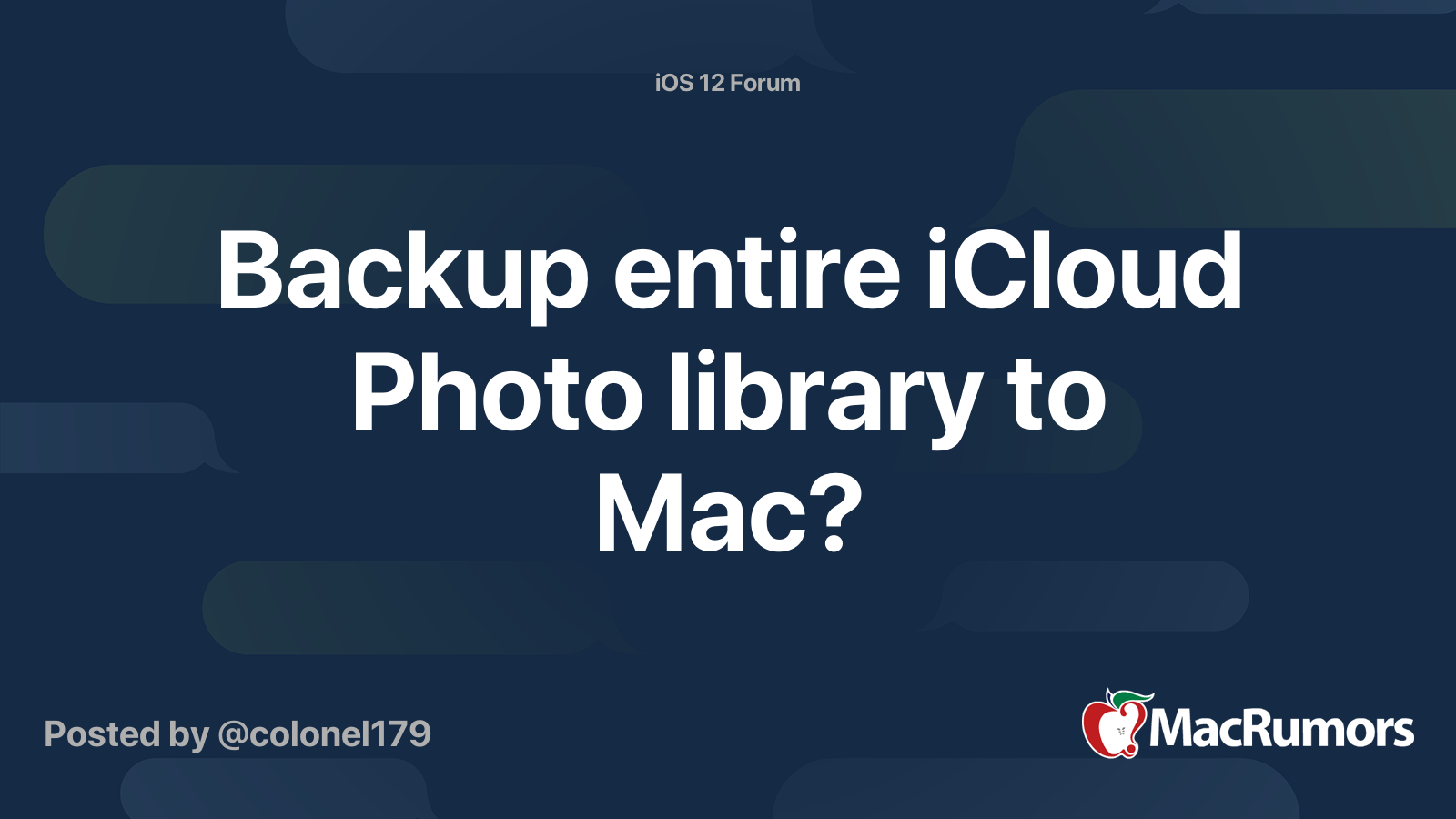 Backup entire iCloud Photo library to Mac? MacRumors Forums