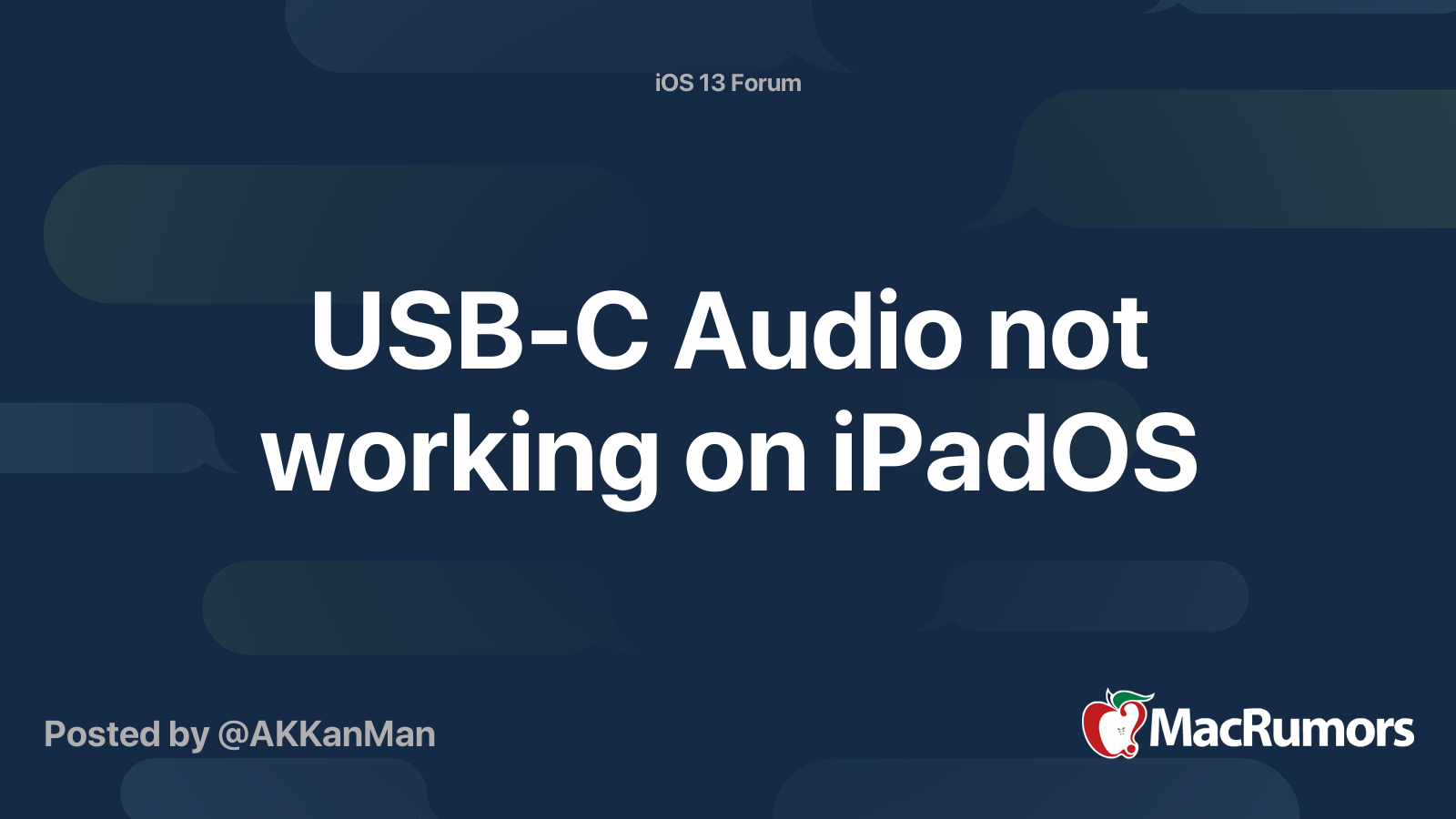 USBC Audio not working on iPadOS MacRumors Forums