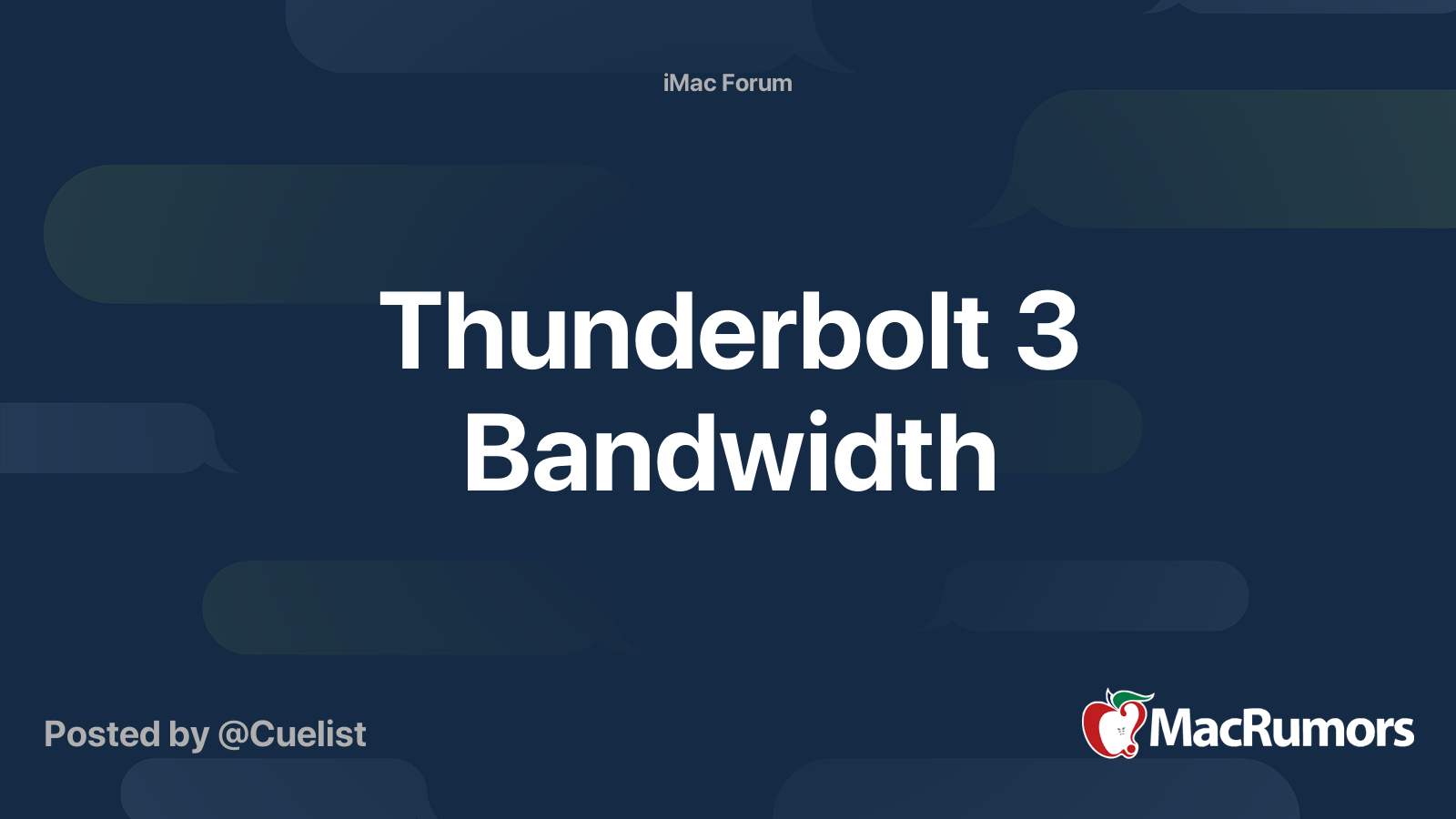 Thunderbolt 3 Bandwidth MacRumors Forums