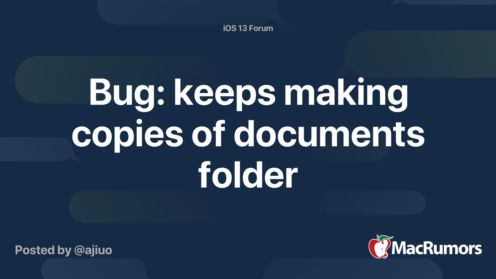 Bug: keeps making copies of documents folder | MacRumors Forums