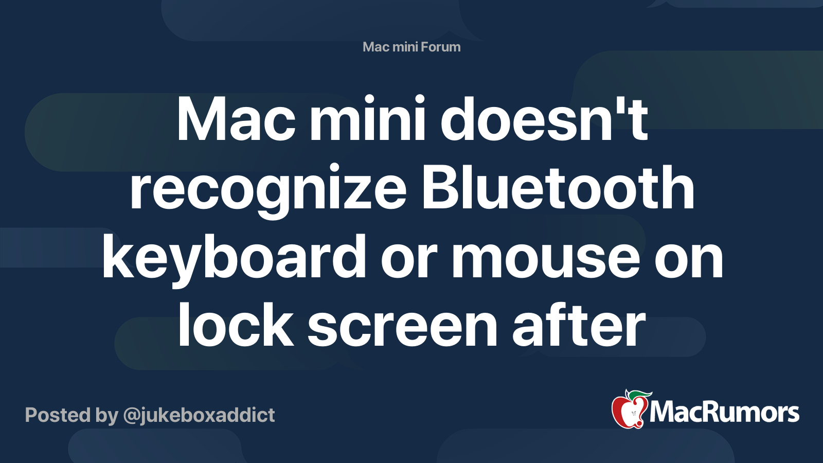 Mac mini doesn't recognize Bluetooth keyboard or mouse on lock screen