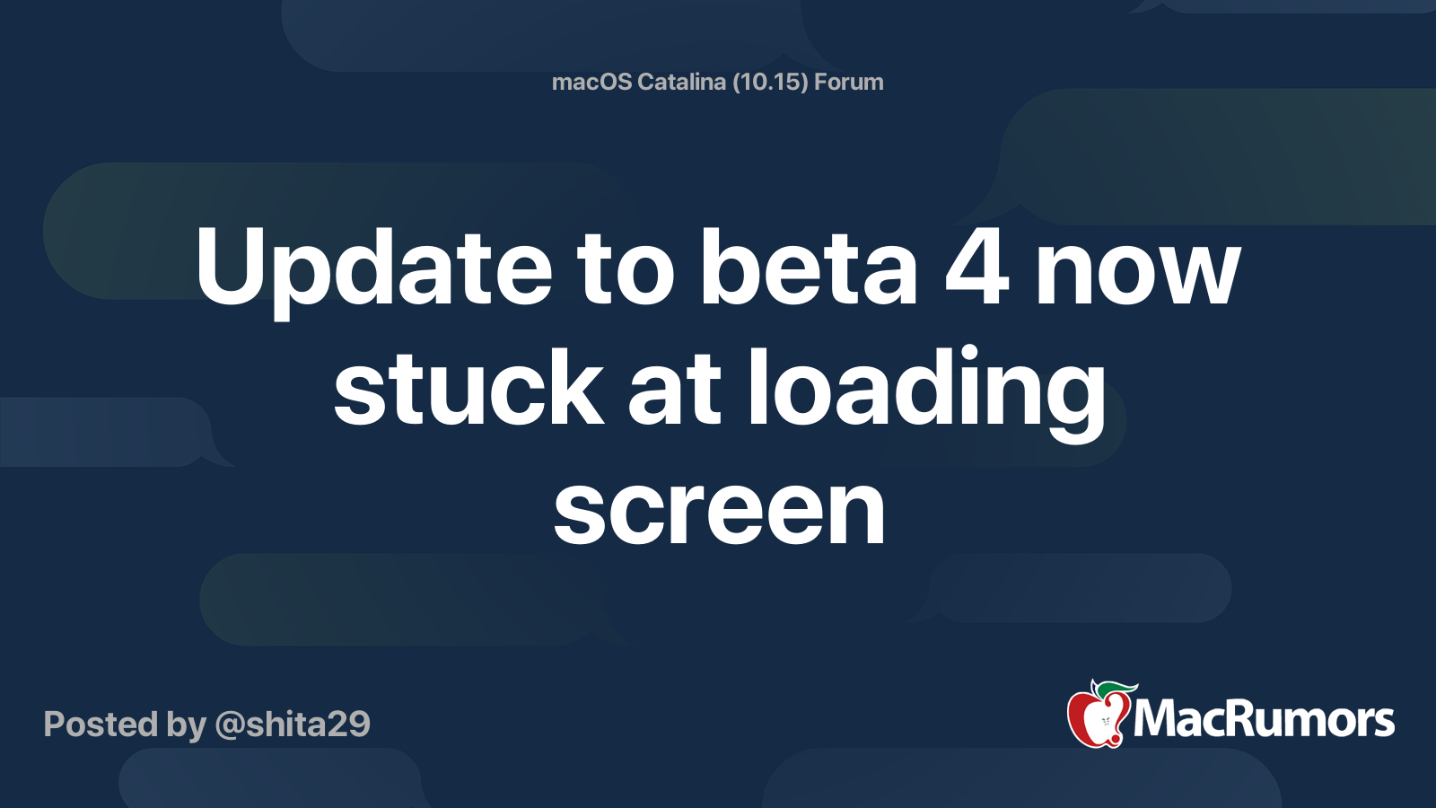 Update To Beta 4 Now Stuck At Loading Screen Macrumors Forums