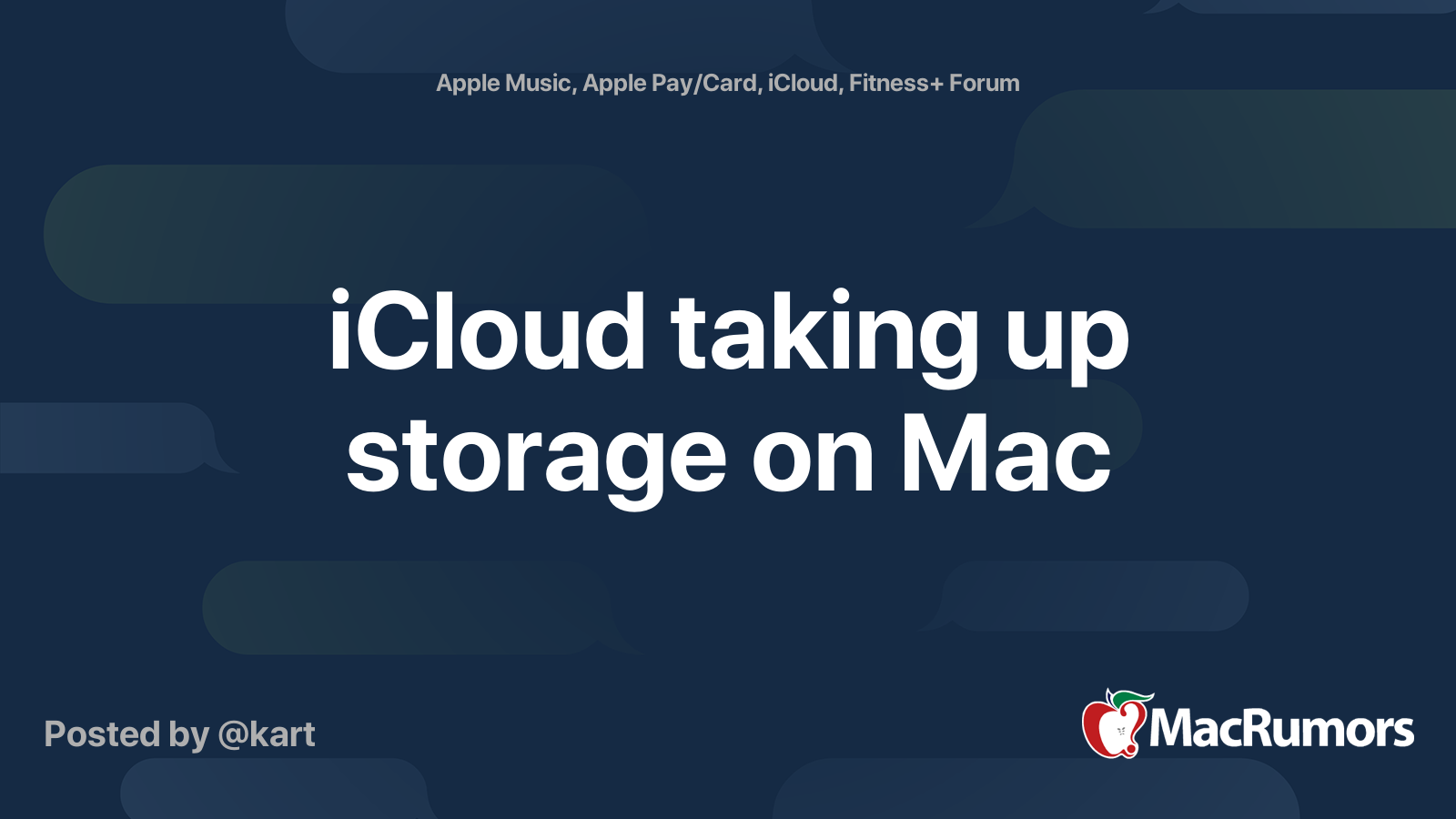 iCloud taking up storage on Mac MacRumors Forums