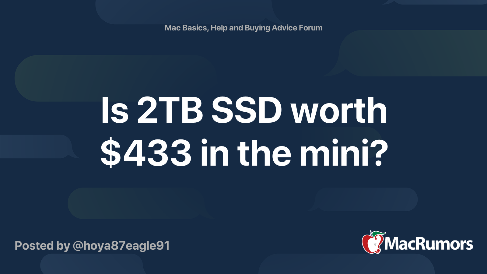 Is 2TB SSD worth 433 in the mini? MacRumors Forums