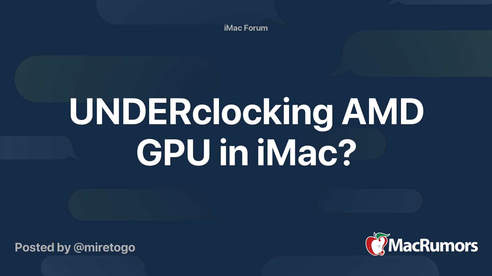 UNDERclocking AMD GPU in iMac? | MacRumors Forums