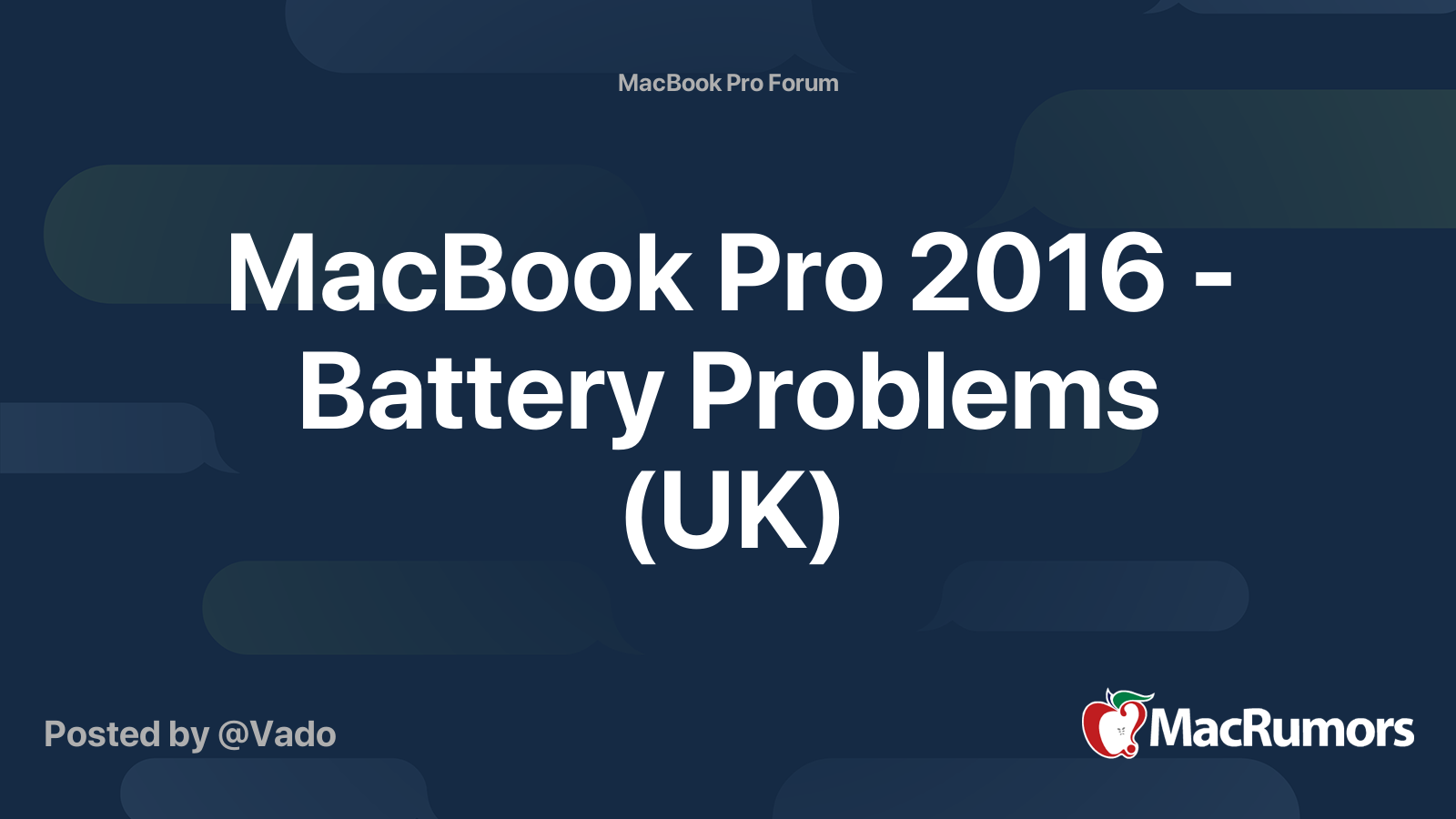 MacBook Pro 2016 - Battery Problems (UK) | MacRumors Forums