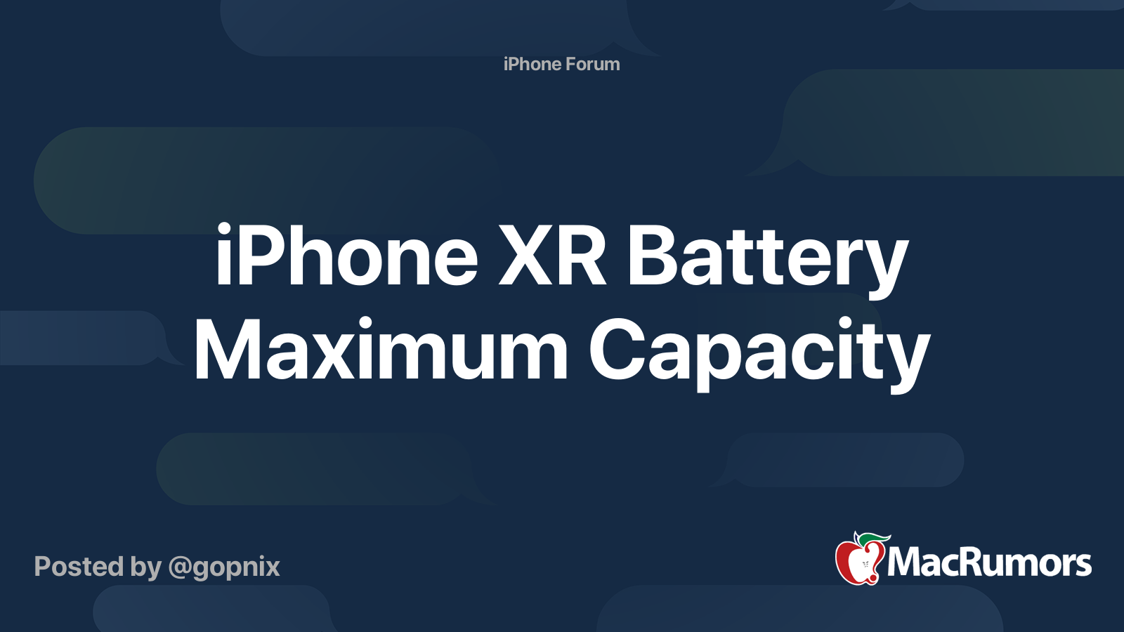 iPhone XR Battery Maximum Capacity MacRumors Forums