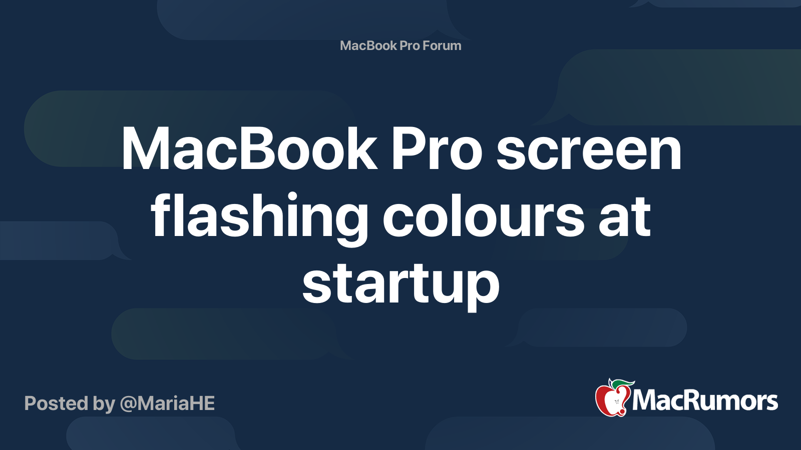 MacBook Pro screen flashing colours at startup MacRumors Forums