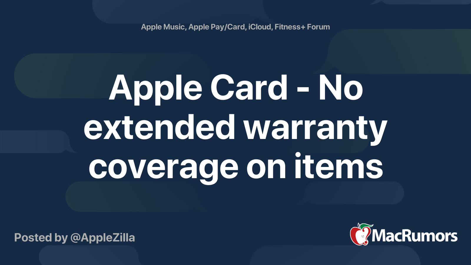 Apple Card No extended warranty coverage on items MacRumors Forums