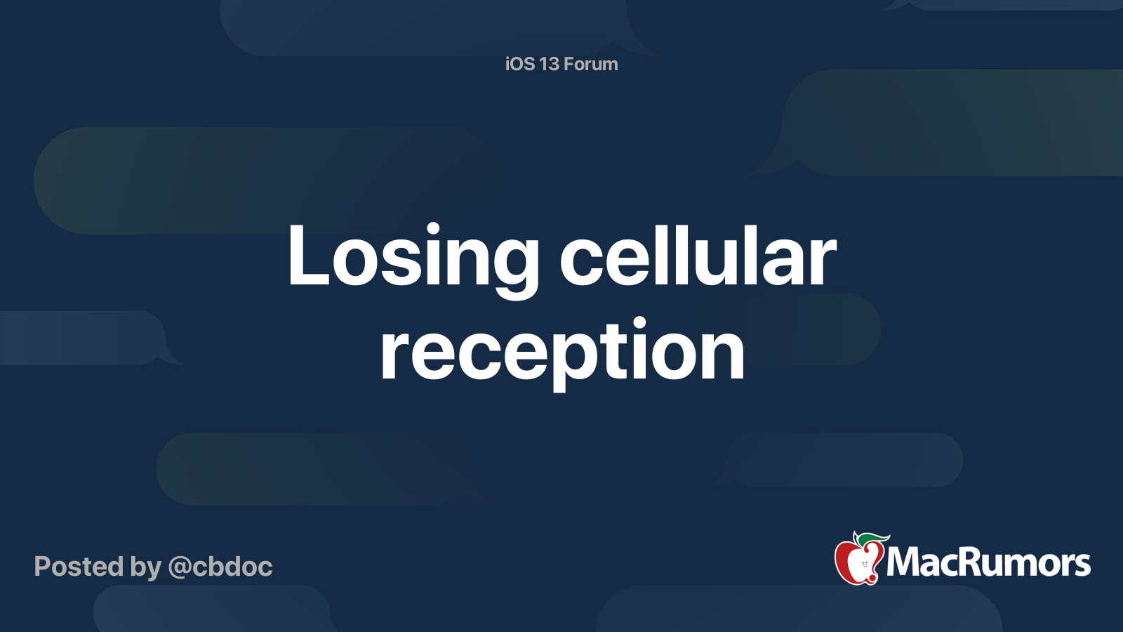 Losing cellular reception | MacRumors Forums