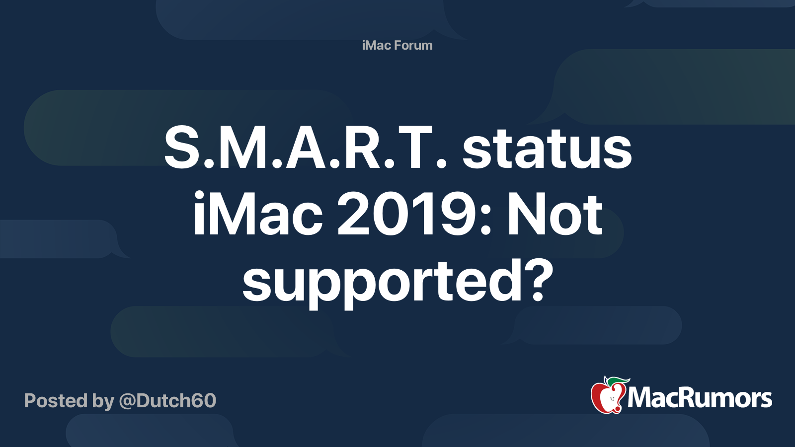 S.M.A.R.T. status iMac 2019 Not supported? MacRumors Forums